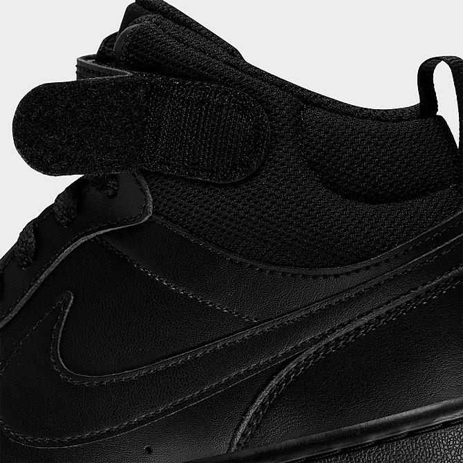 Front view of Big Kids' Nike Court Borough Mid 2 Casual Shoes in Black/Black/Black Click to zoom