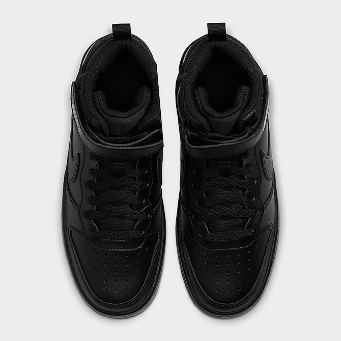 Back view of Big Kids' Nike Court Borough Mid 2 Casual Shoes in Black/Black/Black Click to zoom