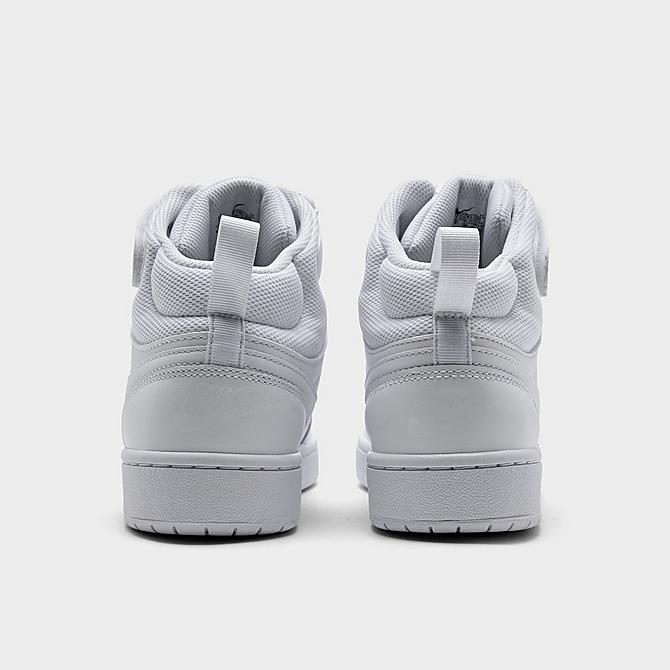Left view of Big Kids' Nike Court Borough Mid 2 Casual Shoes in White/White/White Click to zoom