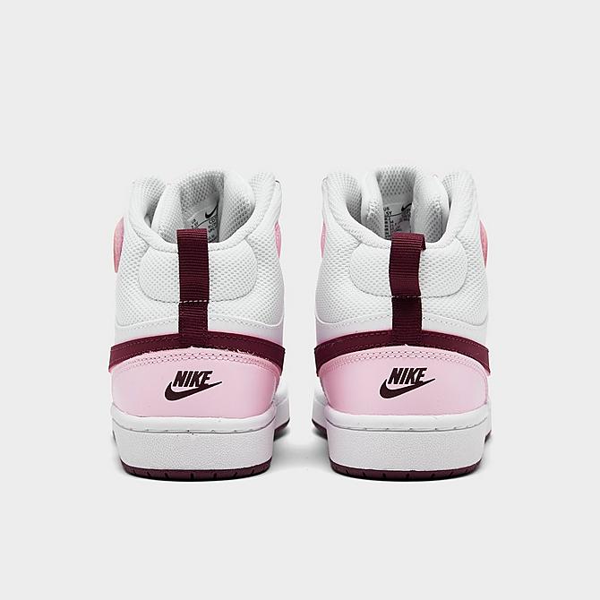 Left view of Girls' Little Kids' Nike Court Borough Mid 2 Casual Shoes in White/Dark Beetroot/Pink Foam Click to zoom