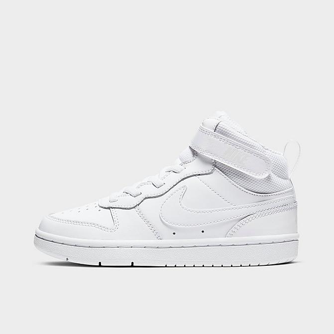 Right view of Little Kids' Nike Court Borough Mid 2 Casual Shoes in White/White-White Click to zoom