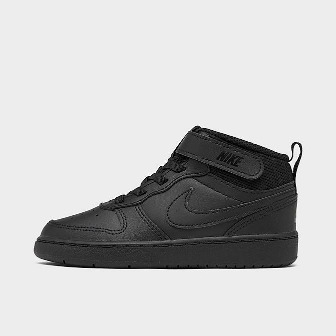 Right view of Kids' Toddler Nike Court Borough Mid 2 Casual Shoes in Black/Black/Black Click to zoom