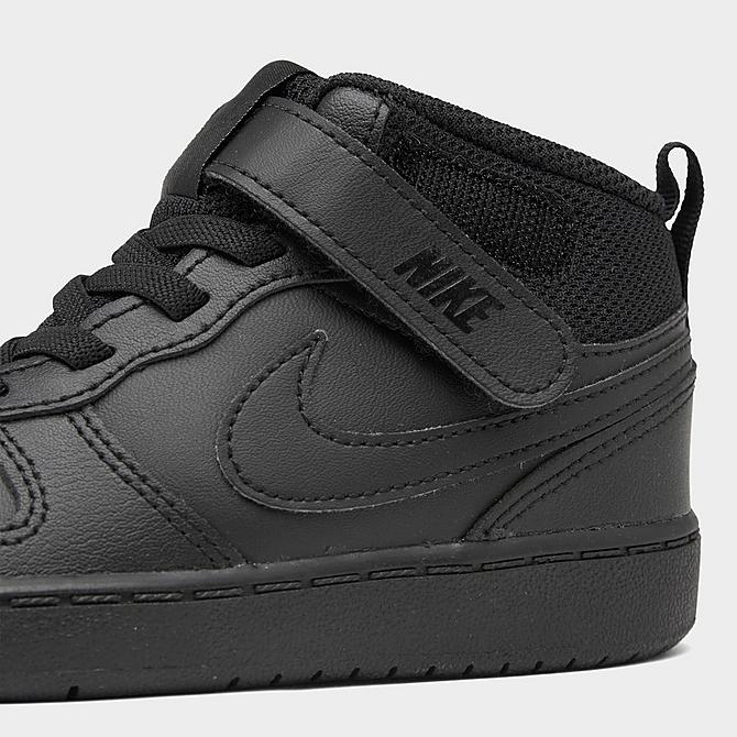 Front view of Kids' Toddler Nike Court Borough Mid 2 Casual Shoes in Black/Black/Black Click to zoom