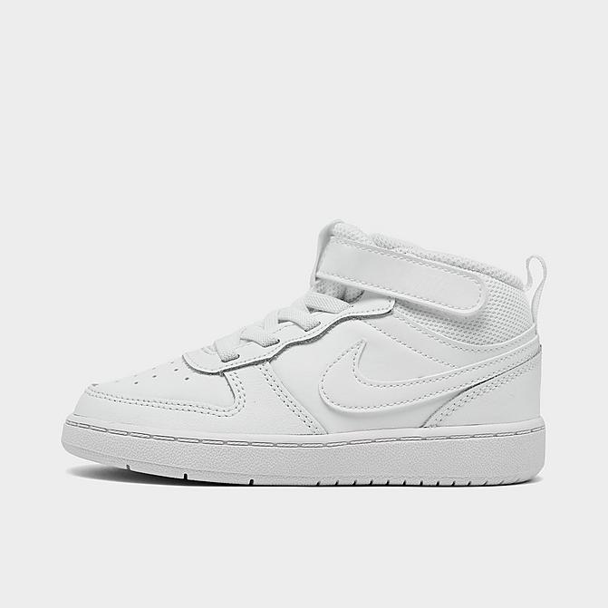 Right view of Kids' Toddler Nike Court Borough Mid 2 Casual Shoes in White/White-White Click to zoom