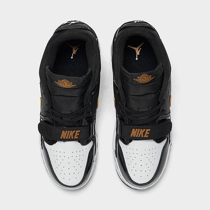 Back view of Boys' Big Kids' Jordan Legacy 312 Low Off-Court Shoes in Black/Metallic Gold/White Click to zoom