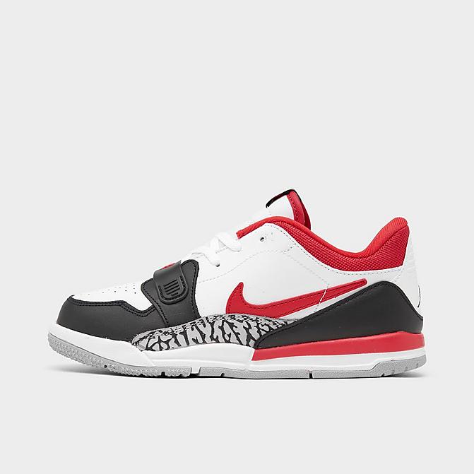 Right view of Boys' Little Kids' Jordan Legacy 312 Low Off-Court Shoes in White/Fire Red/Black/Wolf Grey Click to zoom