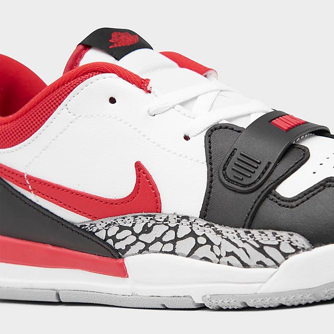 Front view of Boys' Little Kids' Jordan Legacy 312 Low Off-Court Shoes in White/Fire Red/Black/Wolf Grey Click to zoom
