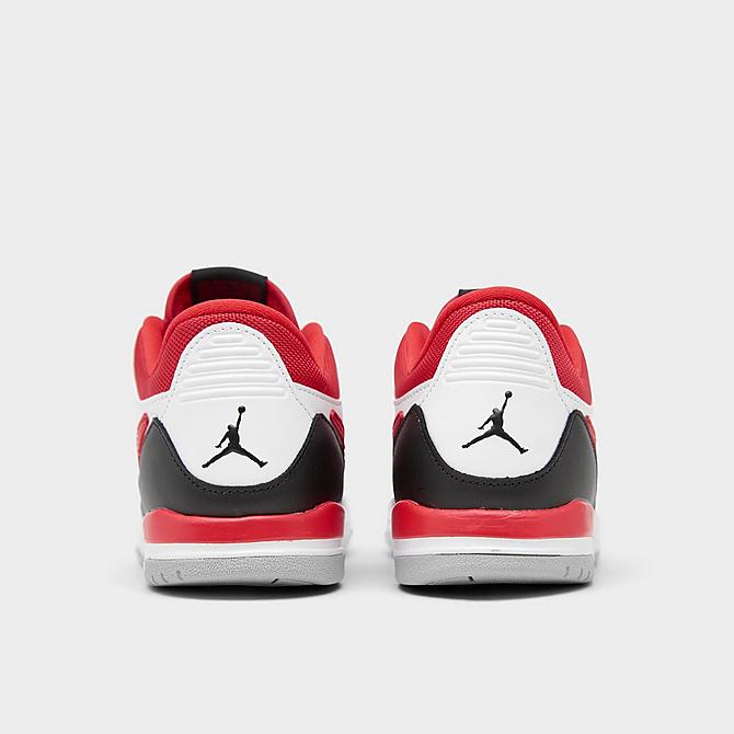 Left view of Boys' Little Kids' Jordan Legacy 312 Low Off-Court Shoes in White/Fire Red/Black/Wolf Grey Click to zoom