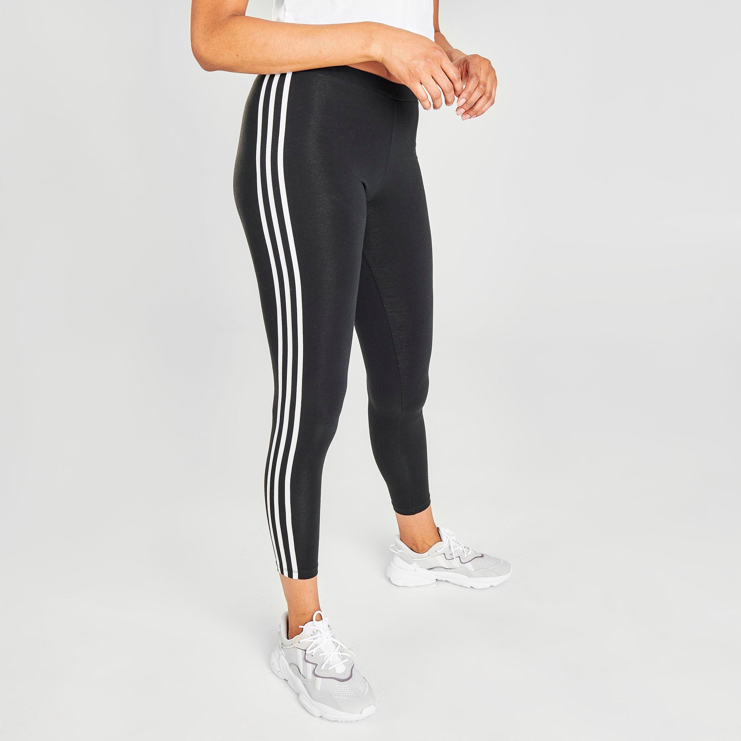 adidas black leggings with white stripes