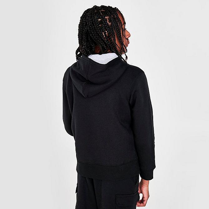 Back Right view of Kids' Champion Heritage Pullover Hoodie in Black/White Click to zoom