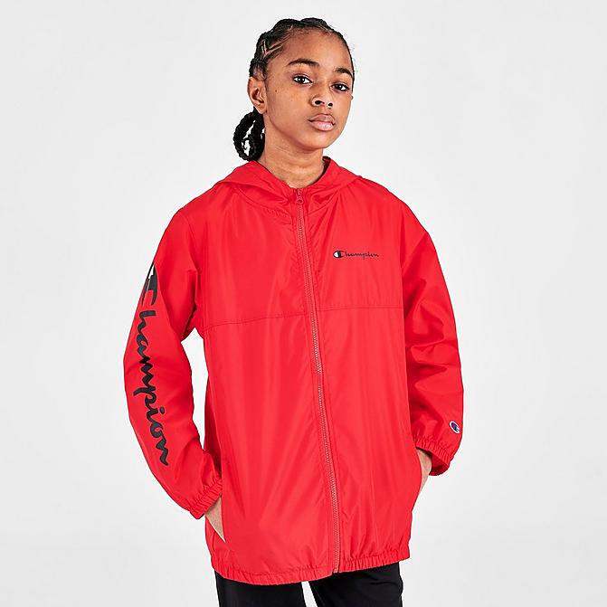 Front view of Boys' Champion Wind Jacket in Red Click to zoom