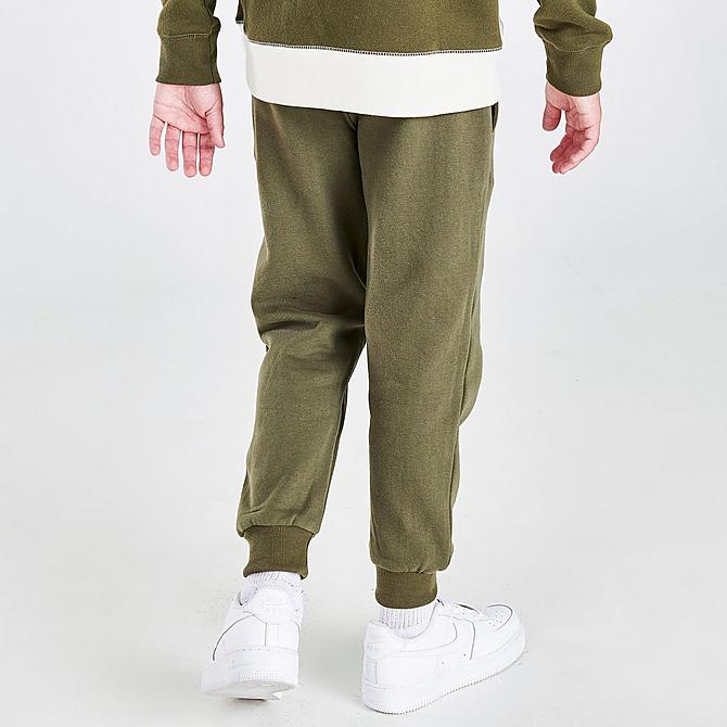 Back Right view of Boys' Champion Small Script Jogger Pants in Olive Click to zoom