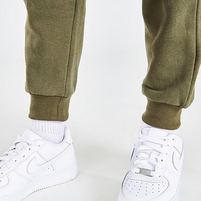 On Model 6 view of Boys' Champion Small Script Jogger Pants in Olive Click to zoom