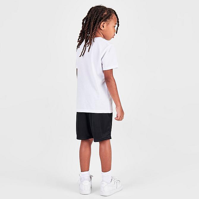 Front Three Quarter view of Little Kids' Champion Color Wheel T-Shirt and Shorts Set in White/Black Click to zoom