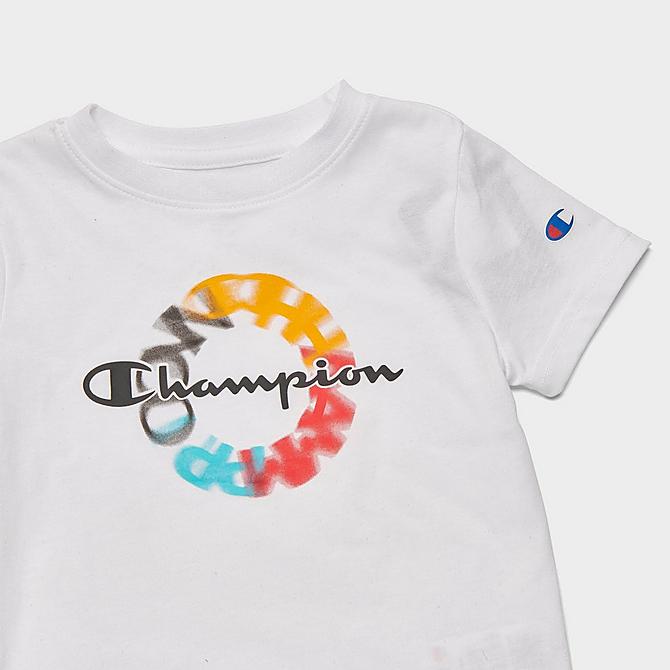 Back Left view of Infant Champion Color Wheel T-Shirt and Shorts Set in White/Black Click to zoom