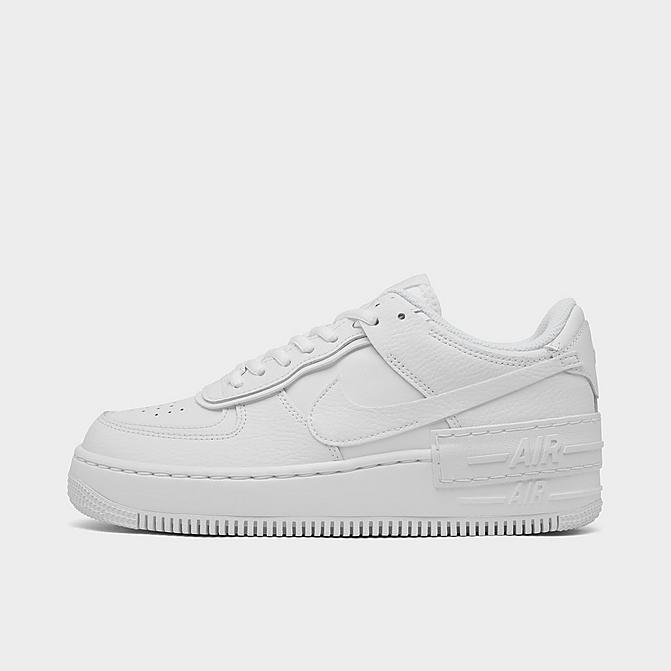 Right view of Women's Nike Air Force 1 Shadow Casual Shoes in White/White/White Click to zoom