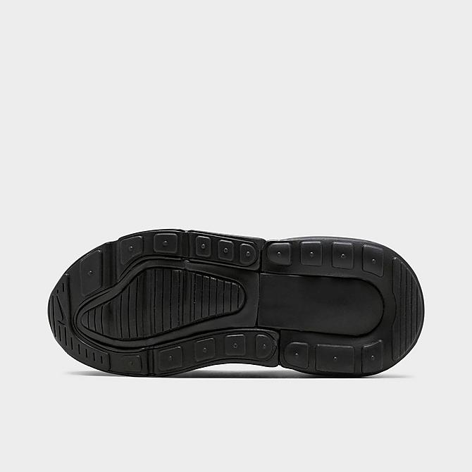 Bottom view of Little Kids' Nike Air Max 270 Extreme Casual Shoes in Black/Black/Black Click to zoom