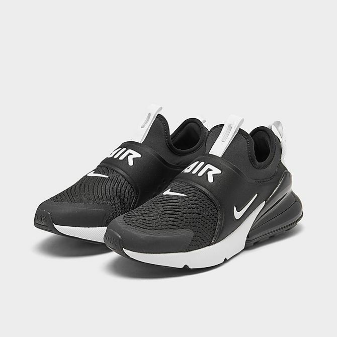 Three Quarter view of Big Kids' Nike Air Max 270 Extreme Casual Shoes in Black/White Click to zoom