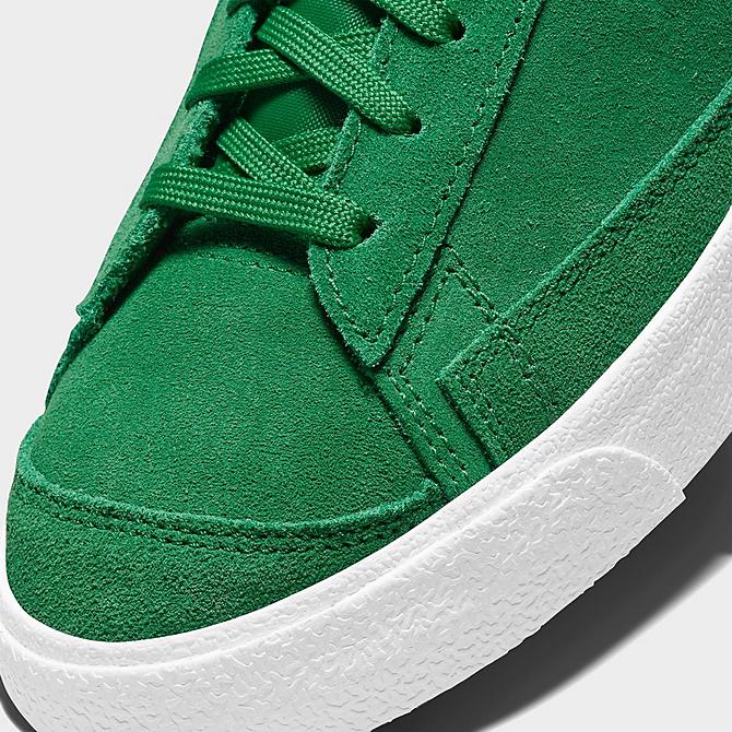 Front view of Men's Nike Blazer Mid '77 Suede Casual Shoes in Pine Green/White/Pine Green Click to zoom