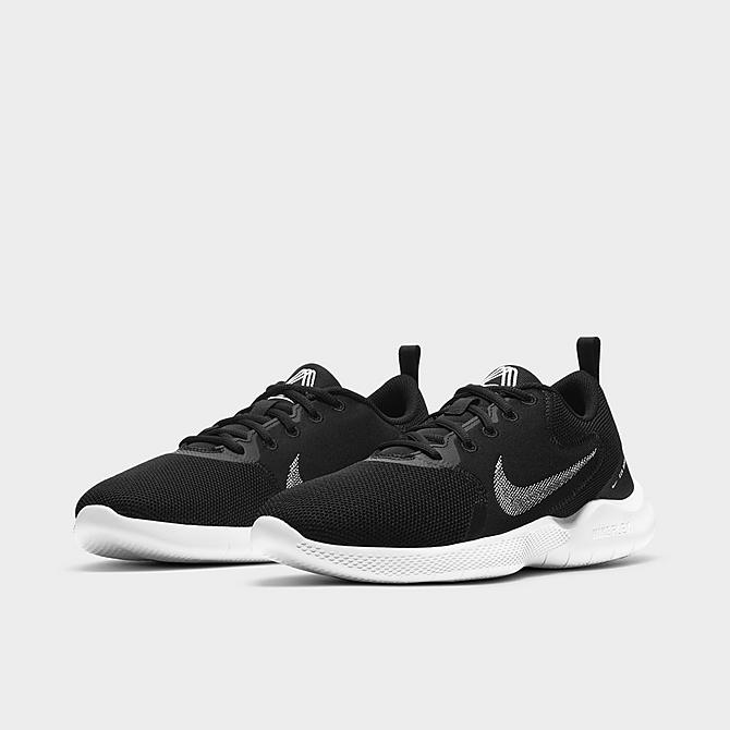 Three Quarter view of Men's Nike Flex Experience Run 10 Running Shoes in Black/White Click to zoom