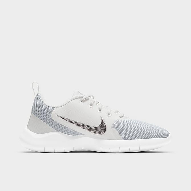Front view of Women's Nike Flex Experience RN 10 Running Shoes in White/Metallic Silver/Platinum Tint Click to zoom