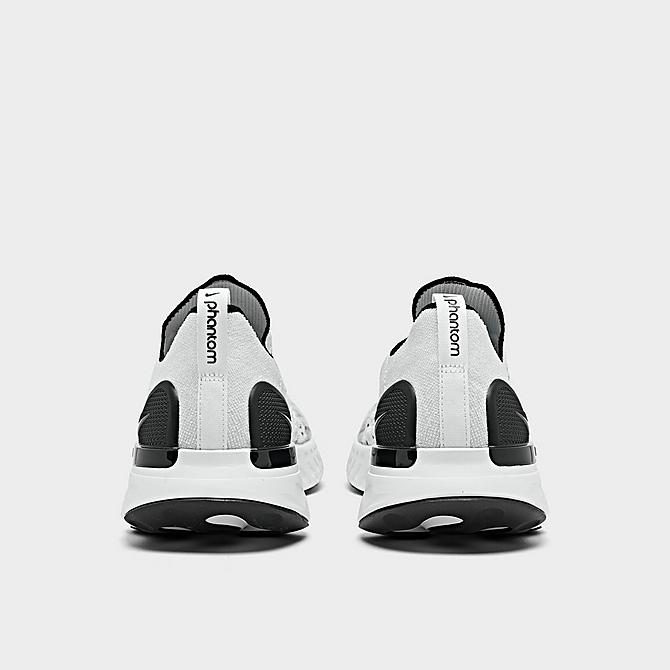 Left view of Men's Nike React Phantom Run Flyknit 2 Running Shoes in True White/Black/Pure Platinum/White Click to zoom