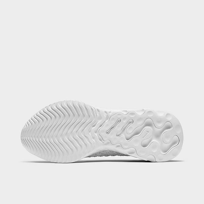Bottom view of Women's Nike React Phantom Run Flyknit 2 Running Shoes in True White/White/Pure Platinum/Metallic Silver Click to zoom