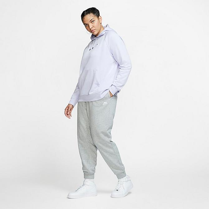 Front view of Women's Nike Sportswear Essential Jogger Pants (Plus Size) in Grey Heather Click to zoom