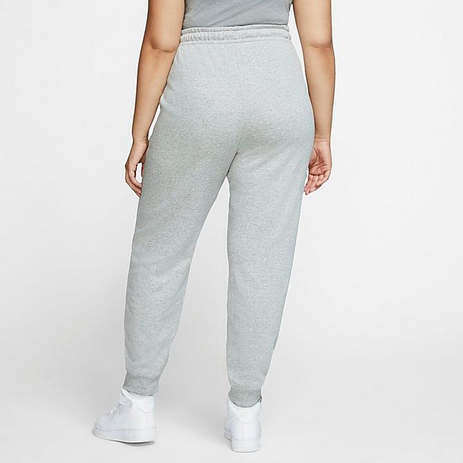 Back Left view of Women's Nike Sportswear Essential Jogger Pants (Plus Size) in Grey Heather Click to zoom