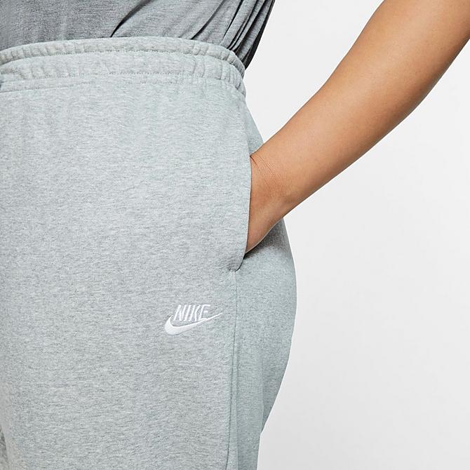 Back Right view of Women's Nike Sportswear Essential Jogger Pants (Plus Size) in Grey Heather Click to zoom