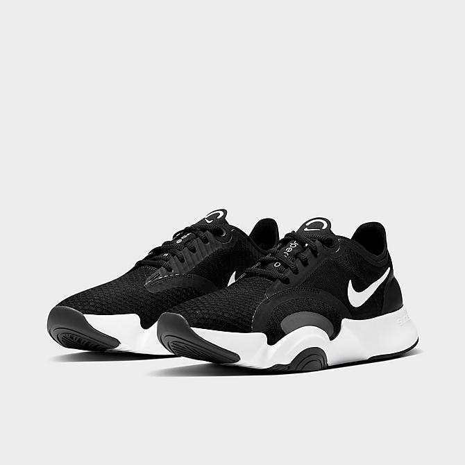 Three Quarter view of Women's Nike SuperRep Go Training Shoes in White/Dark Smoke Grey/Black Click to zoom