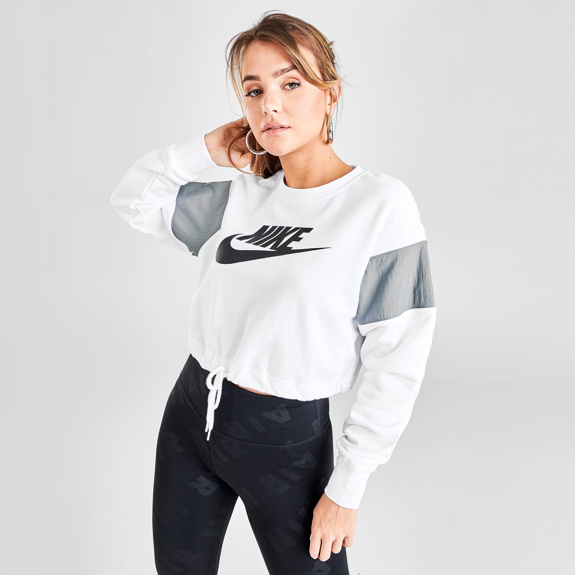 white nike cropped sweatshirt