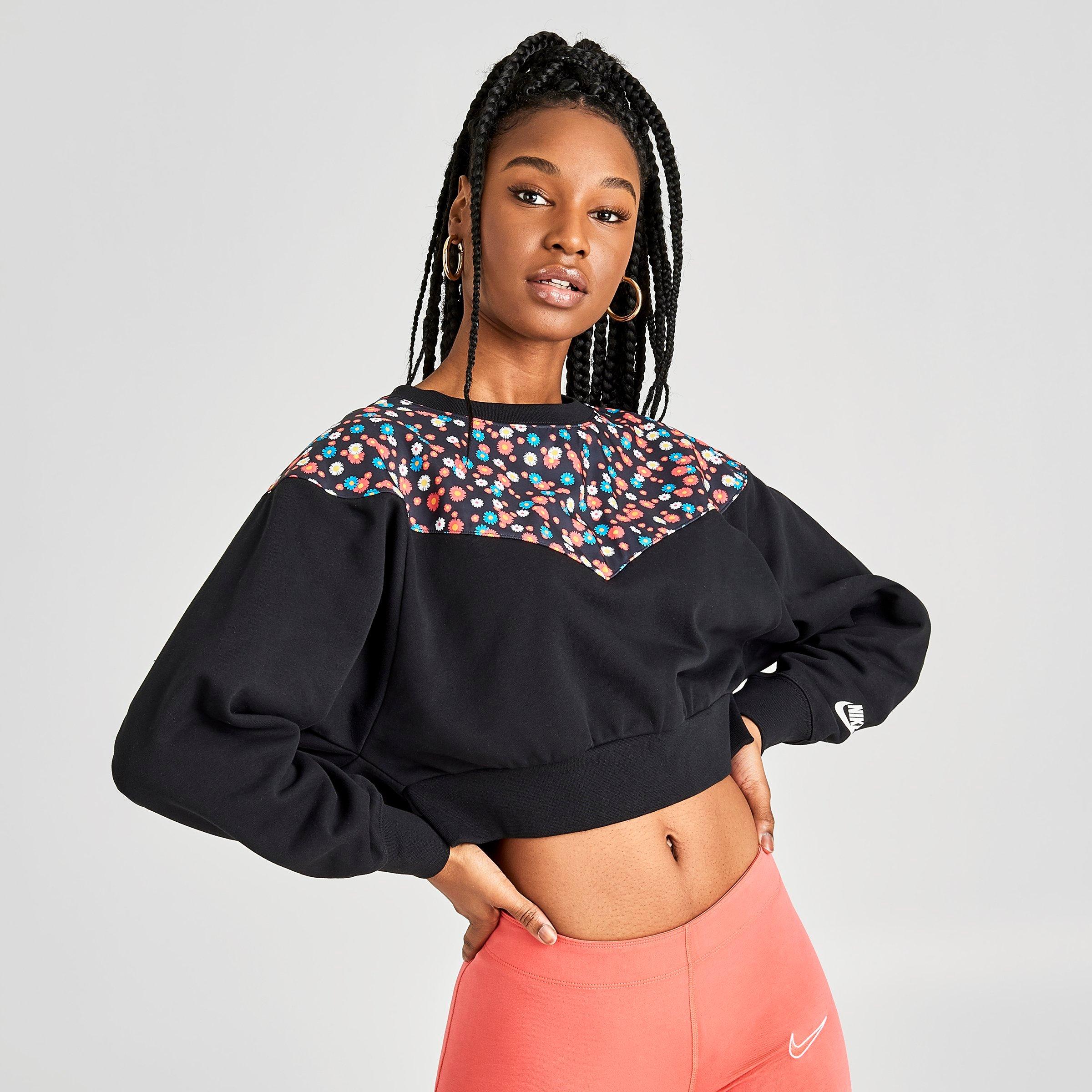 nike colorblock short sleeve crop sweatshirt