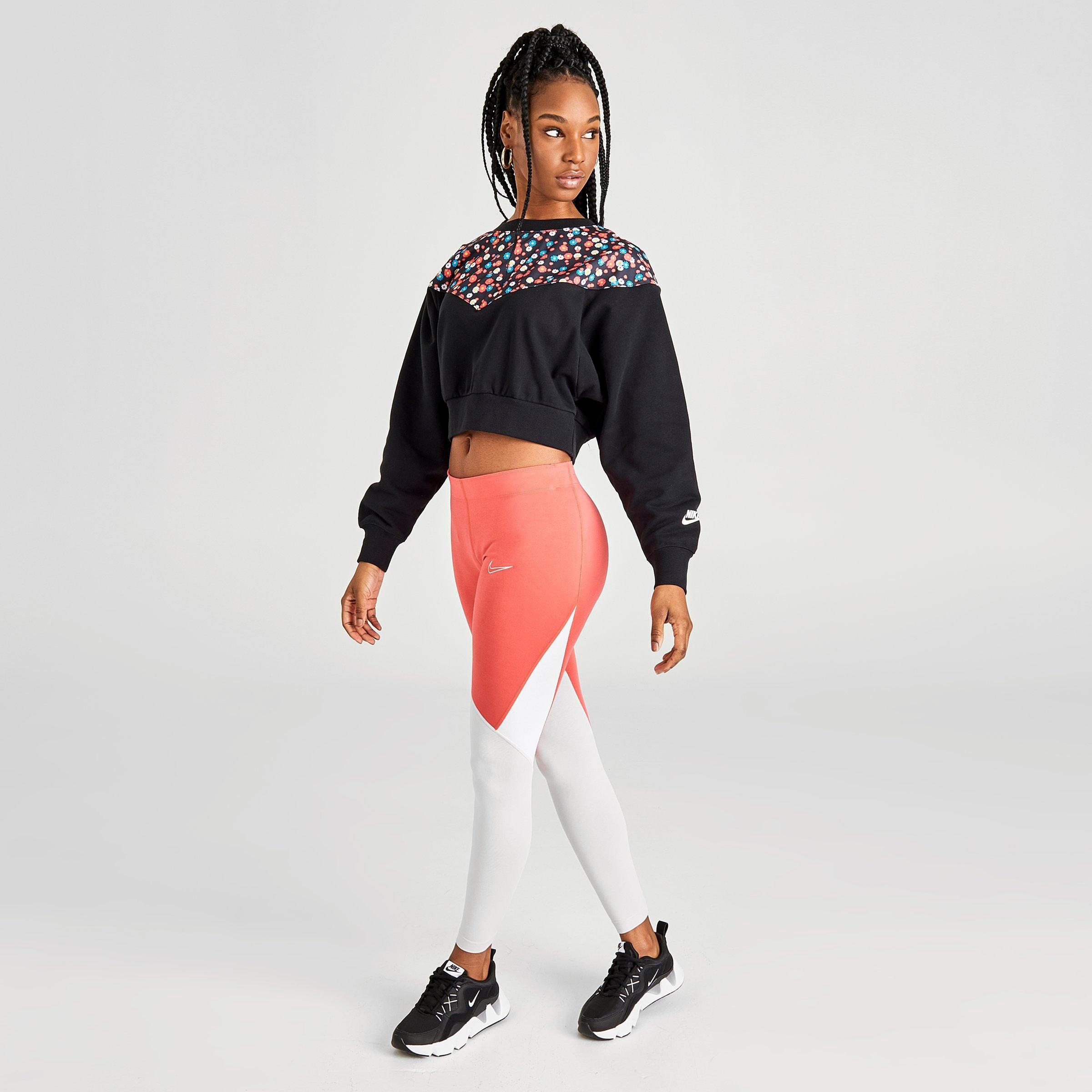 nike colorblock short sleeve crop sweatshirt