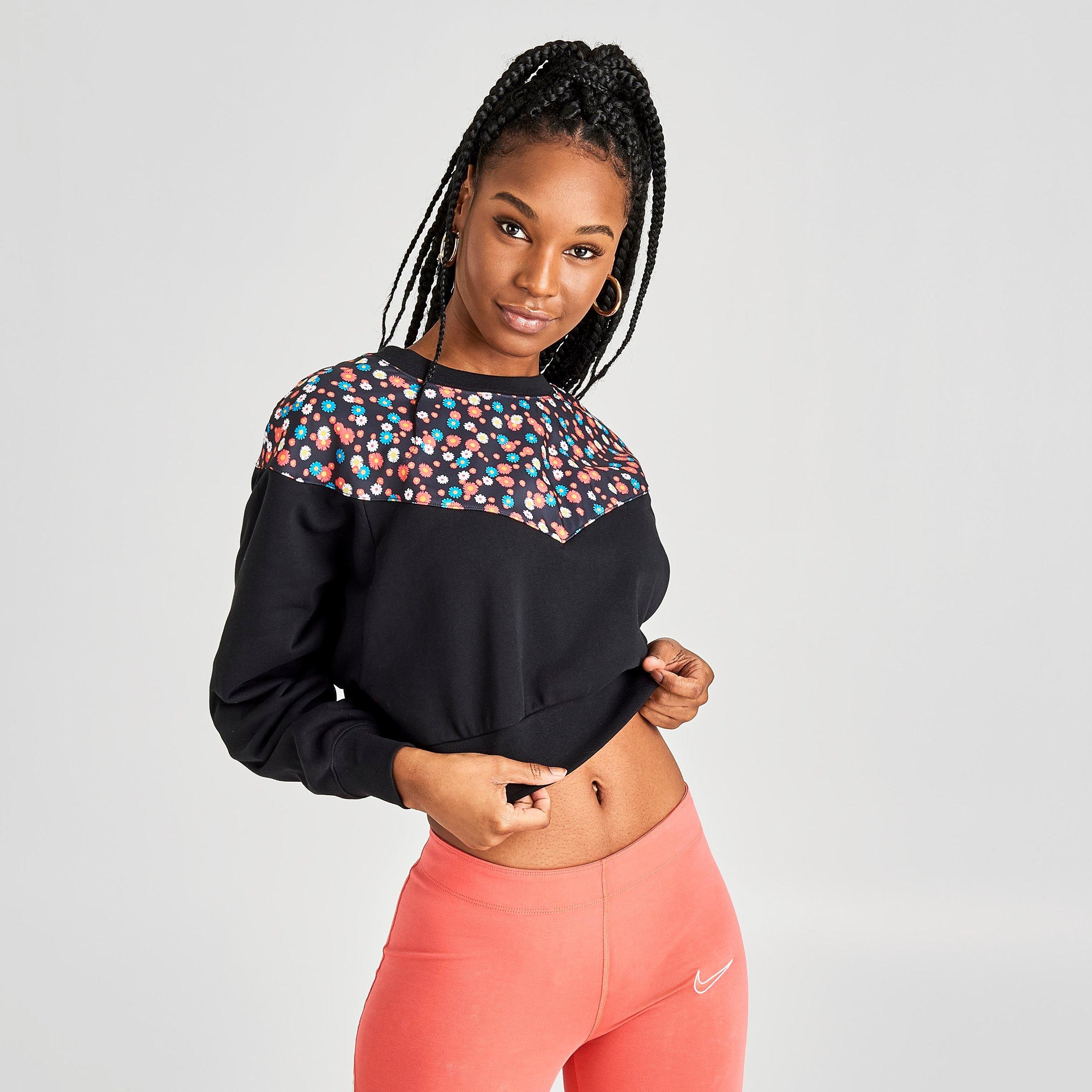 nike colorblock short sleeve crop sweatshirt