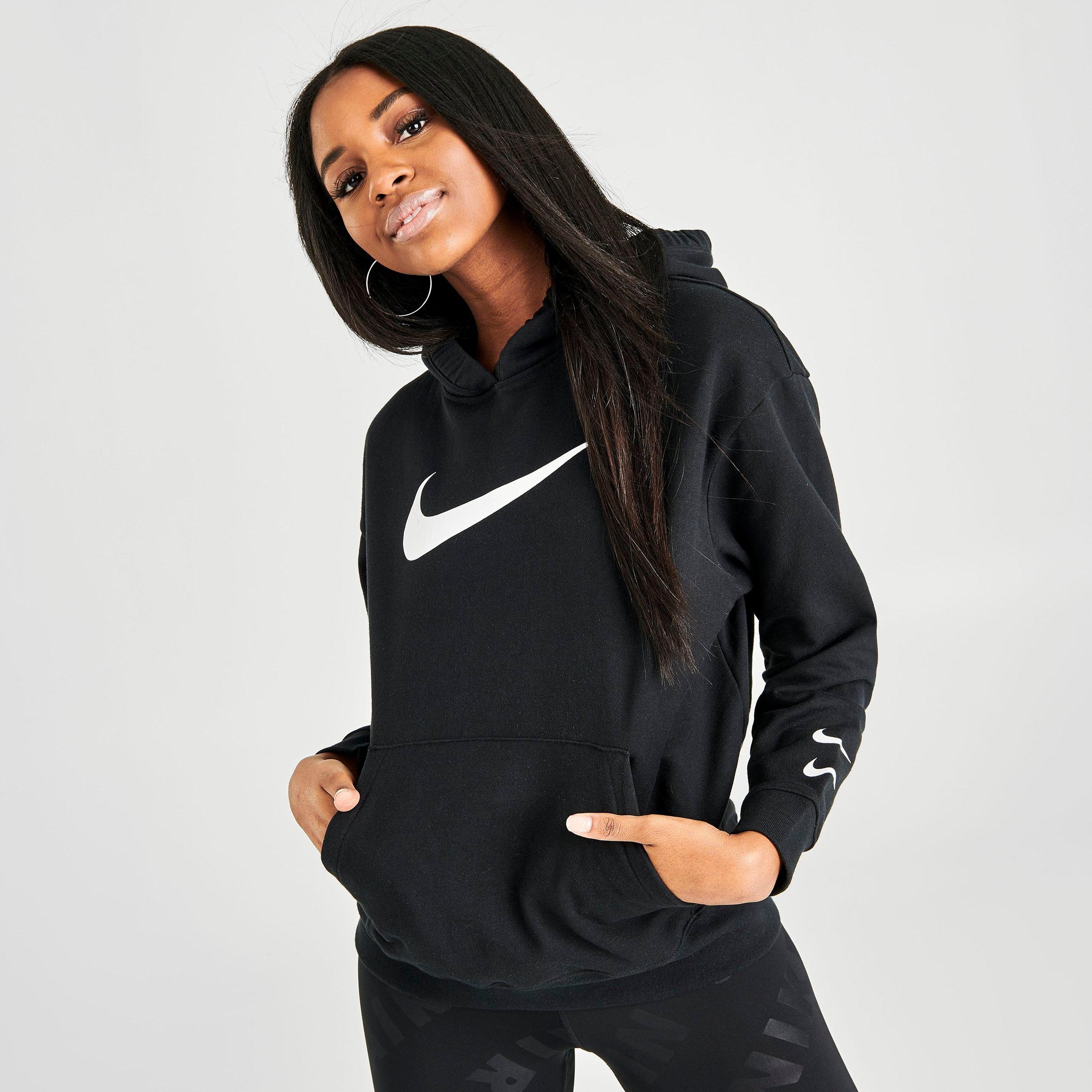 nike black swoosh hoodie women's