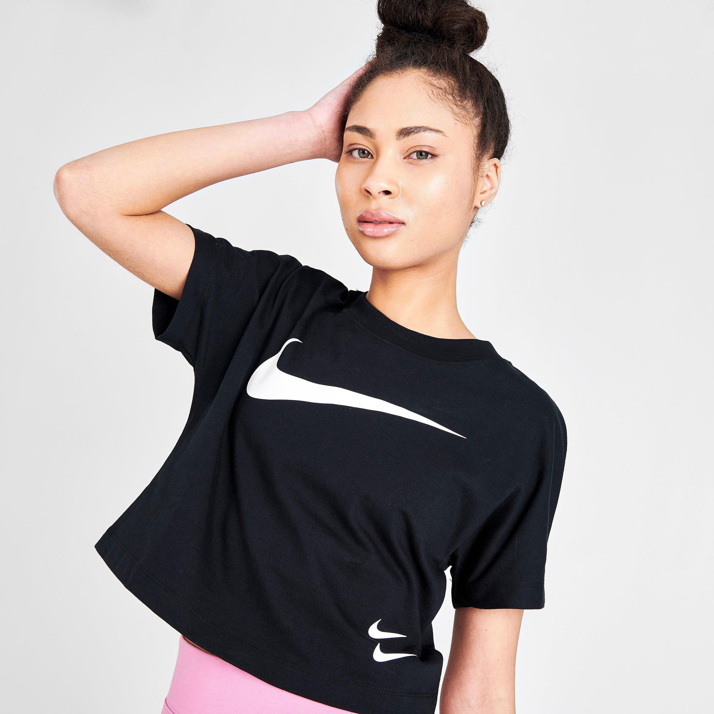 nike swoosh t shirt black