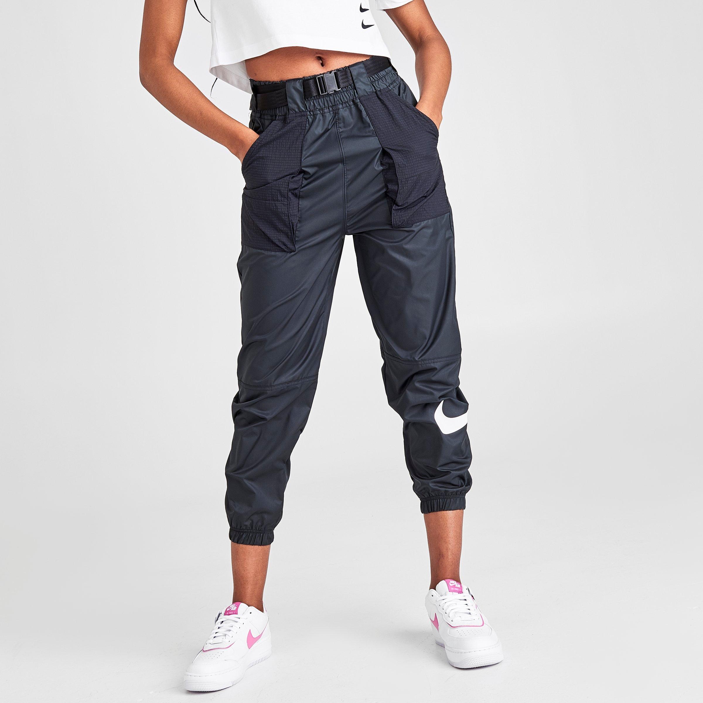 nike woven swoosh black cargo pants with belt