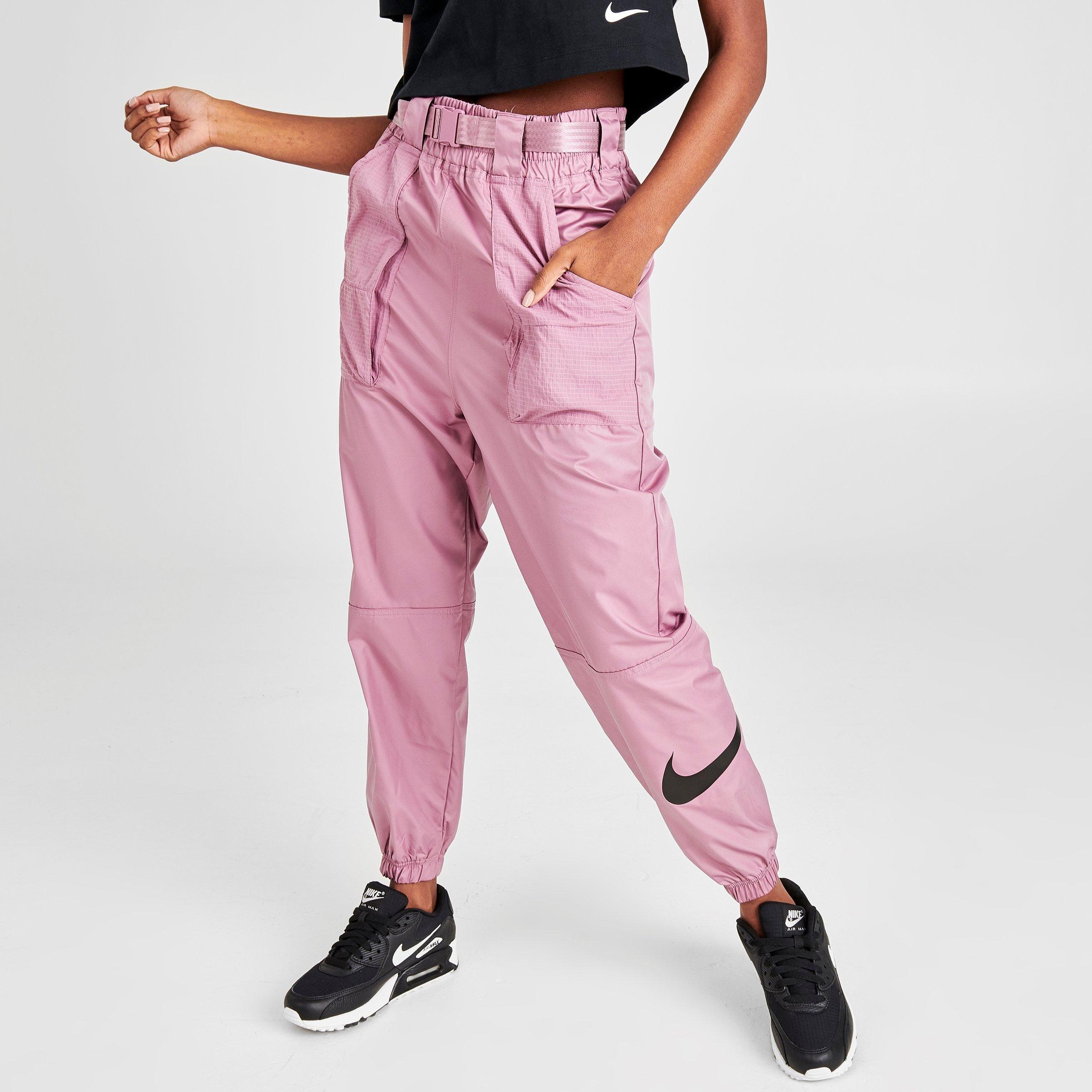 nike swoosh woven pants pink