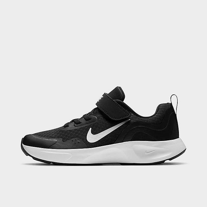 Right view of Little Kids' Nike WearAllDay Hook-and-Loop Training Shoes in Black/White Click to zoom