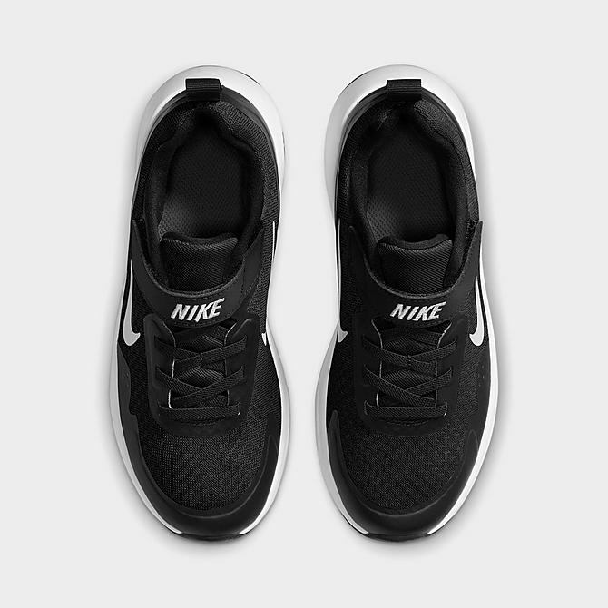 Back view of Little Kids' Nike WearAllDay Hook-and-Loop Training Shoes in Black/White Click to zoom