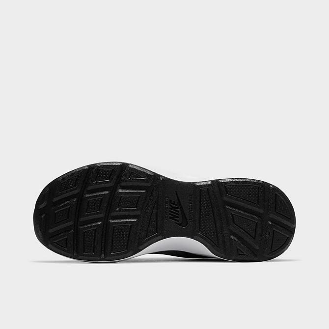 Bottom view of Little Kids' Nike WearAllDay Hook-and-Loop Training Shoes in Black/White Click to zoom