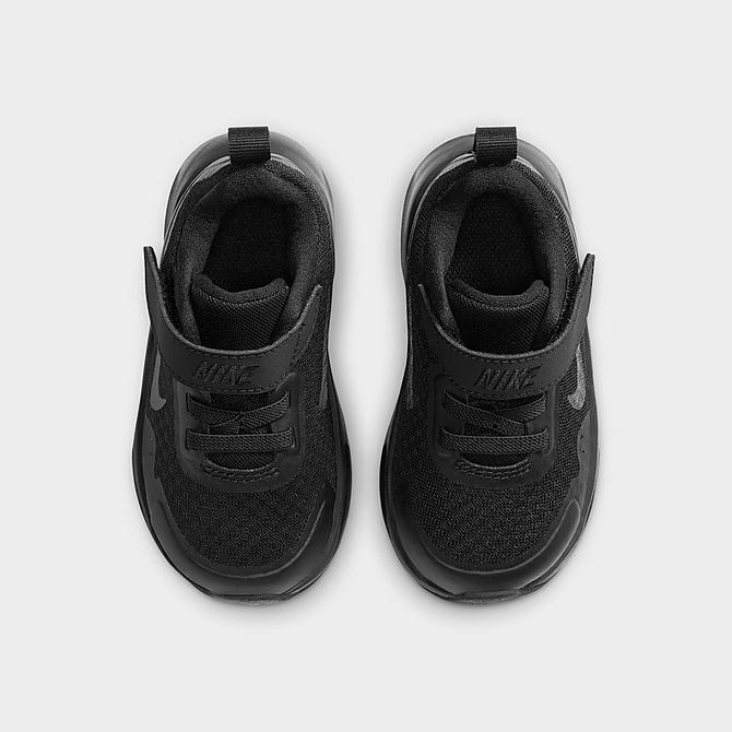 Back view of Girls' Toddler Nike WearallDay Hook-and-Loop Casual Shoes in Black/Black/Black Click to zoom