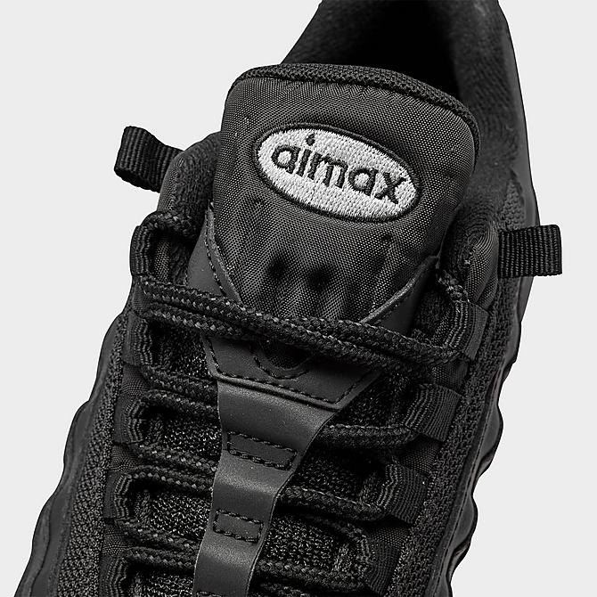 Front view of Big Kids' Nike Air Max 95 Recraft Casual Shoes in Black/Black/Black/White Click to zoom