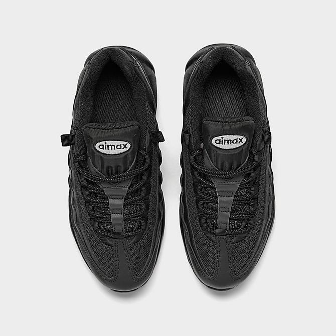 Back view of Big Kids' Nike Air Max 95 Recraft Casual Shoes in Black/Black/Black/White Click to zoom