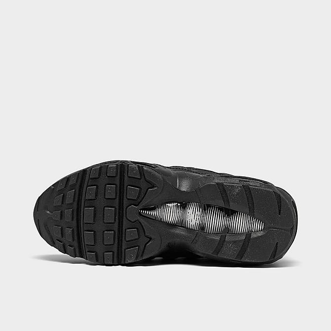 Bottom view of Big Kids' Nike Air Max 95 Recraft Casual Shoes in Black/Black/Black/White Click to zoom