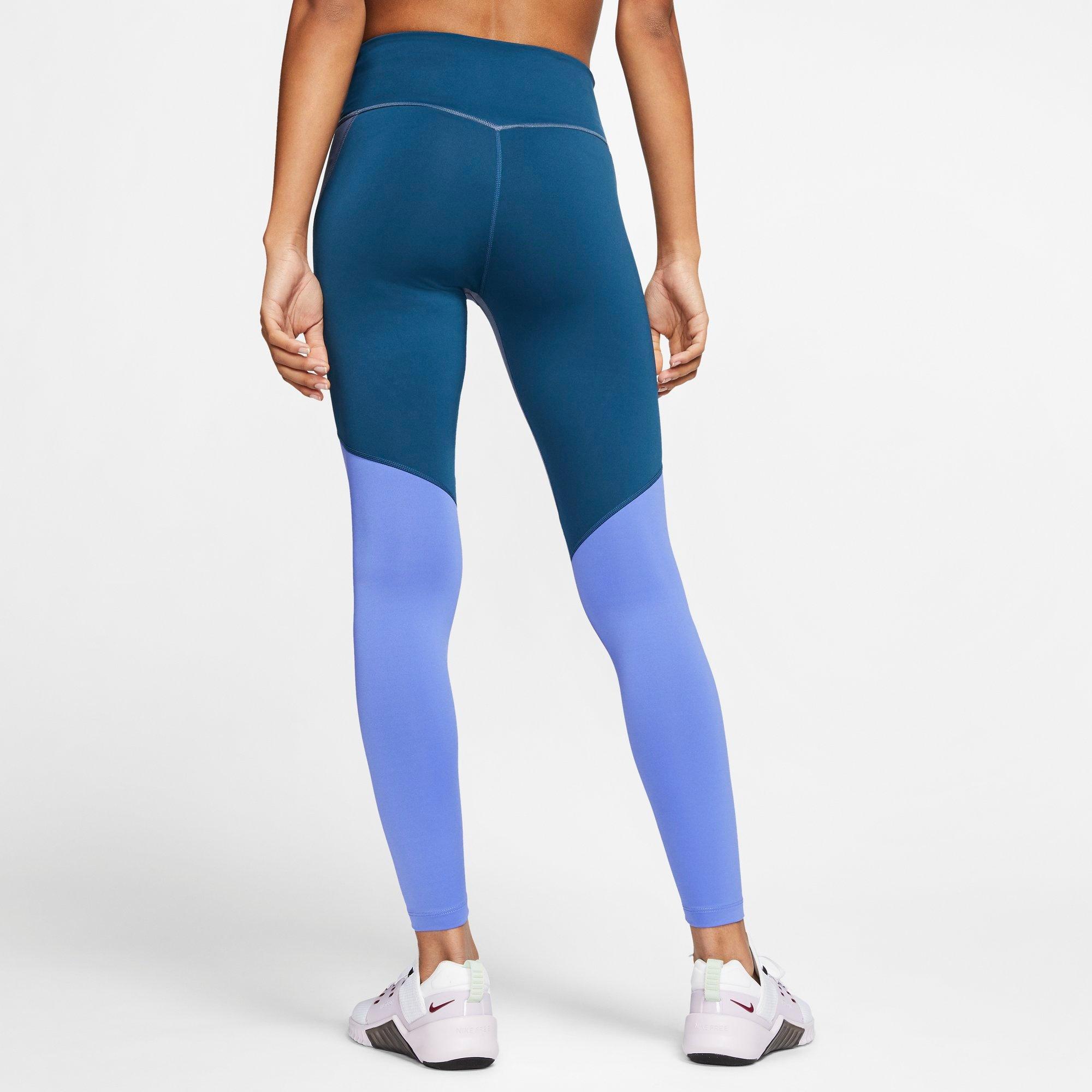 nike training colourblock leggings in blue