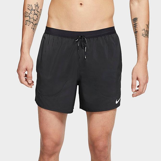 Front Three Quarter view of Men's Nike Flex Stride Shorts in Black Click to zoom