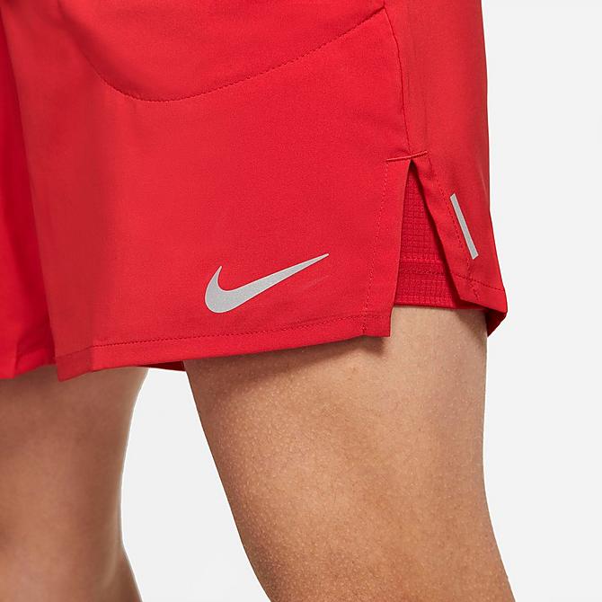 On Model 5 view of Men's Nike Flex Stride 2-in-1 Shorts in University Red/Reflective Silver Click to zoom