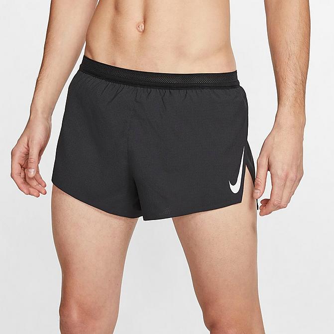 Front view of Men's Nike AeroSwift Shorts in Black/White Click to zoom